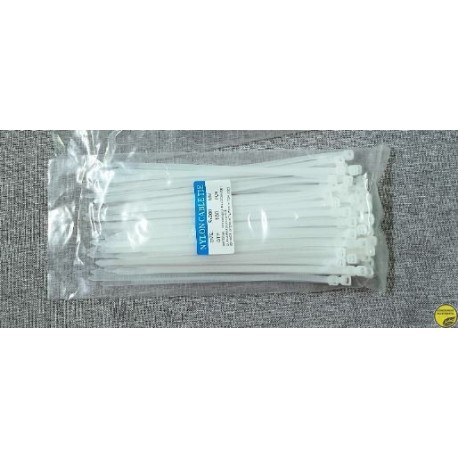 Cincho Plastico 5x200mm Blanco Bolsa con 100